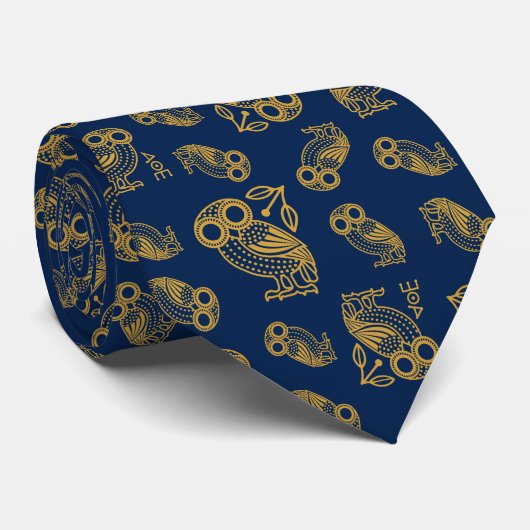 Ancient Greek Athenian Owl Pattern  Stropdas (Opgerold)