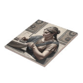 Ancient Greek Mosaic Woman Home Tile Tegeltje (Zijkant)