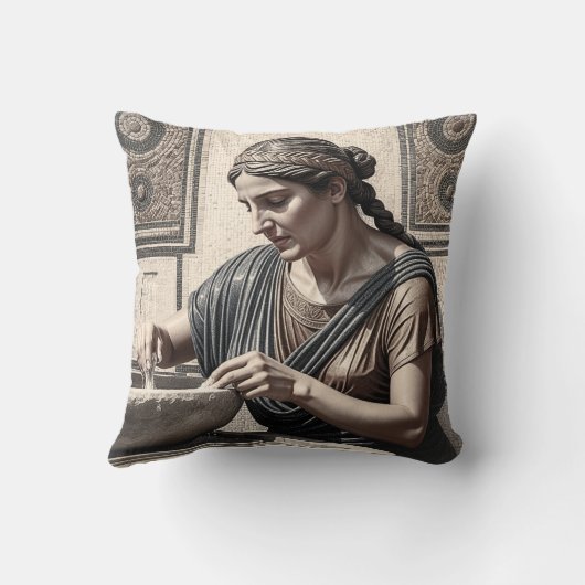 Ancient Greek Mosaic Woman Pillow Home Decor Kussen (Achterkant)