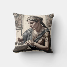Ancient Greek Mosaic Woman Pillow Home Decor Kussen