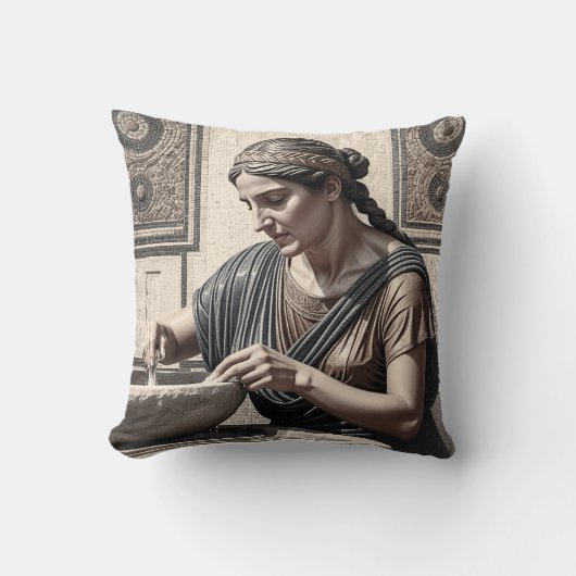 Ancient Greek Mosaic Woman Pillow Home Decor Kussen (Voorkant)