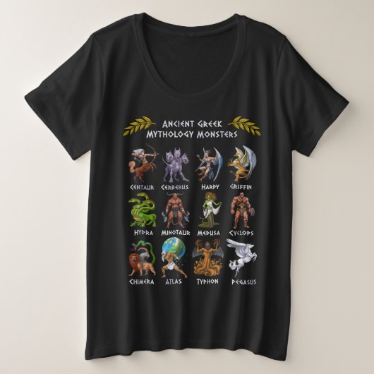 Ancient Greek Mythology Monsters Grote Maat T-shirt (Design voorkant)