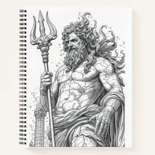 Ancient Greek Poseidon Stone Statue Graphic Notitieboek (Voorkant)