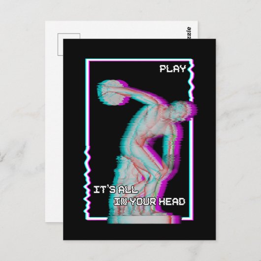 Ancient Grieks beeld Discus Throw Vaporwave Glitch Briefkaart (Voorkant / Achterkant)