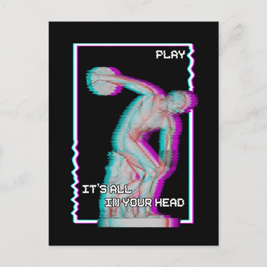 Ancient Grieks beeld Discus Throw Vaporwave Glitch Briefkaart (Voorkant)