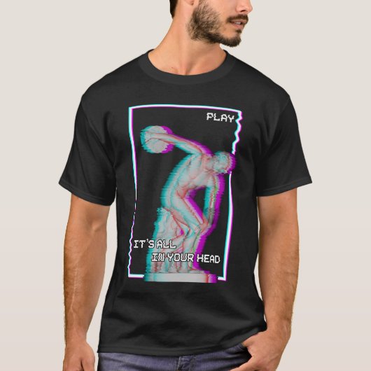 Ancient Grieks beeld Discus Throw Vaporwave Glitch T-shirt (Voorkant)