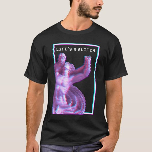 Ancient Grieks beeld esthetisch damp Glitch T-shirt (Voorkant)