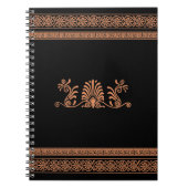 Ancient Grieks stijlzwart en Oranje Floral design Notitieboek (Voorkant)