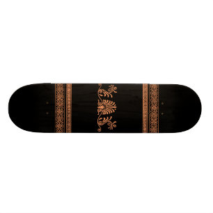 Ancient Grieks stijlzwart en Oranje Floral design Persoonlijk Skateboard
