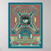 Ancient Guardian - Groen & Rood Geometrisch Abstra Poster (Voorkant)