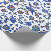 Ancient Handmade Blue Turkey Floral Tiles Pattern Cadeaupapier (Hoek)