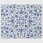 Ancient Handmade Blue Turkey Floral Tiles Pattern Cadeaupapier (Vlak)
