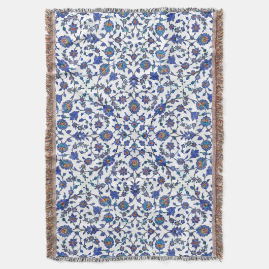 Ancient Handmade Blue Turkey Floral Tiles Pattern Deken (Voorkant Verticaal)