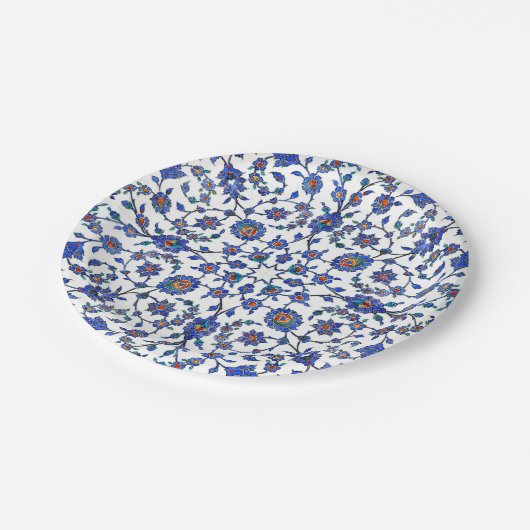 Ancient Handmade Blue Turkey Floral Tiles Pattern Papieren Bordje (Gekanteld)