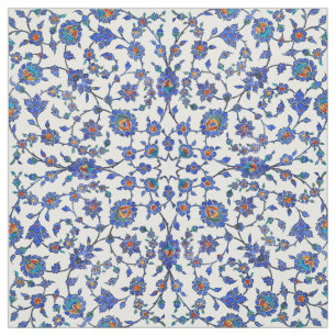 Ancient Handmade Blue Turkey Floral Tiles Pattern Stof