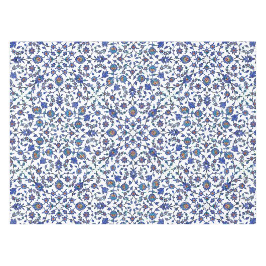 Ancient Handmade Blue Turkey Floral Tiles Pattern Tafelkleed (Voorkant (Horizontaal))