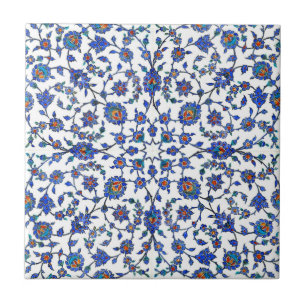 Ancient Handmade Blue Turkey Floral Tiles Pattern Tegeltje