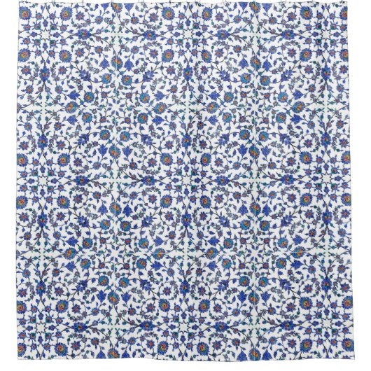 Ancient Handmade Turkey Floral Tiles Pattern Douchegordijn (Voorkant)