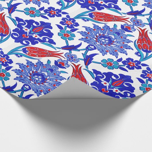 Ancient Handmade Turkey Floral Tulip Tile Pattern Cadeaupapier (Hoek)