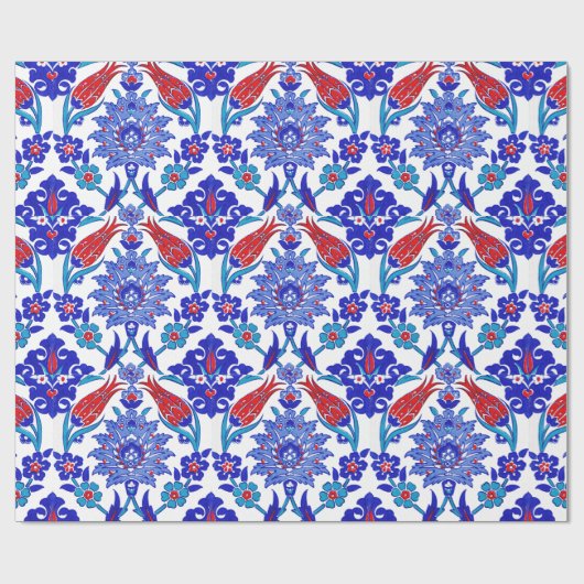 Ancient Handmade Turkey Floral Tulip Tile Pattern Cadeaupapier (Vlak)