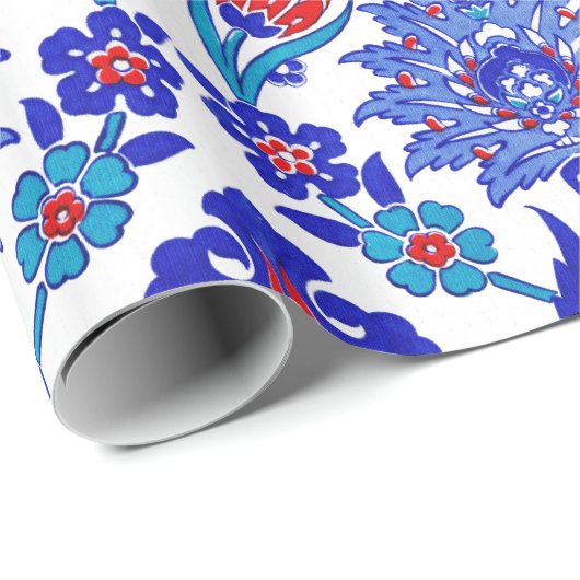 Ancient Handmade Turkey Floral Tulip Tile Pattern Cadeaupapier (Rol Hoek)