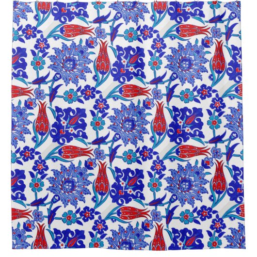 Ancient Handmade Turkey Floral Tulip Tile Pattern Douchegordijn (Voorkant)