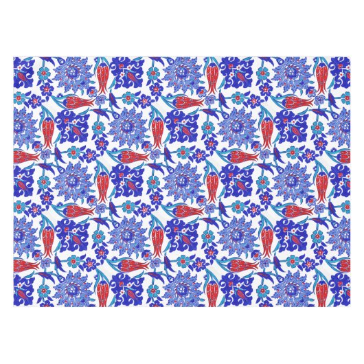 Ancient Handmade Turkey Floral Tulip Tile Pattern Tafelkleed (Voorkant (Horizontaal))