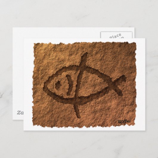 Ancient Hawaiian Fish Petroglyph Briefkaart (Voorkant / Achterkant)