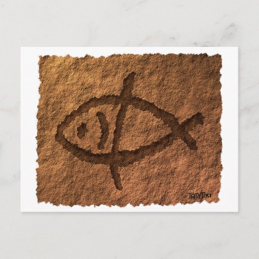 Ancient Hawaiian Fish Petroglyph Briefkaart (Voorkant)