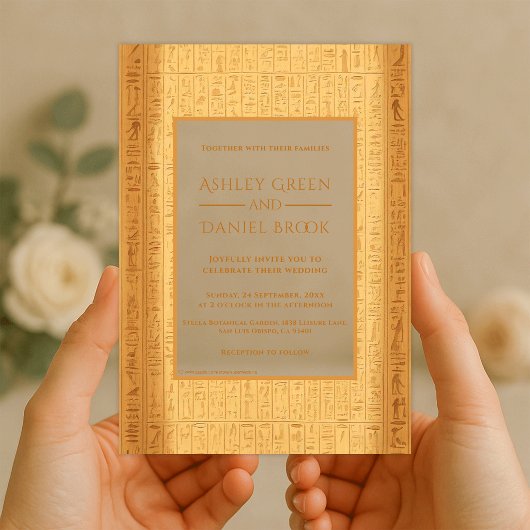 Ancient Hieroglyphic Motifs Egyptian Wedding Acryl Uitnodigingen