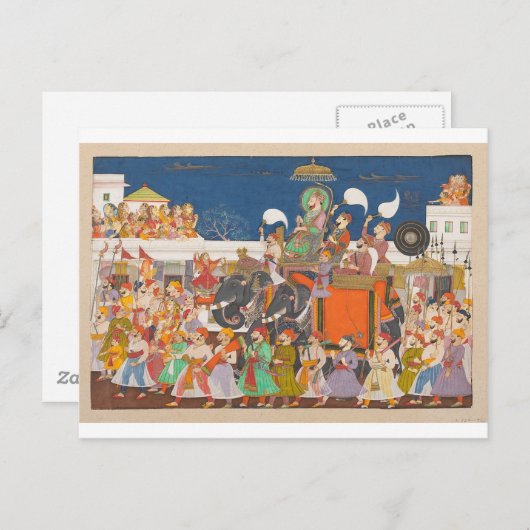 ANCIENT INDIA ROYAL ELEPHANT PROCESSION BRIEFKAART (Voorkant / Achterkant)