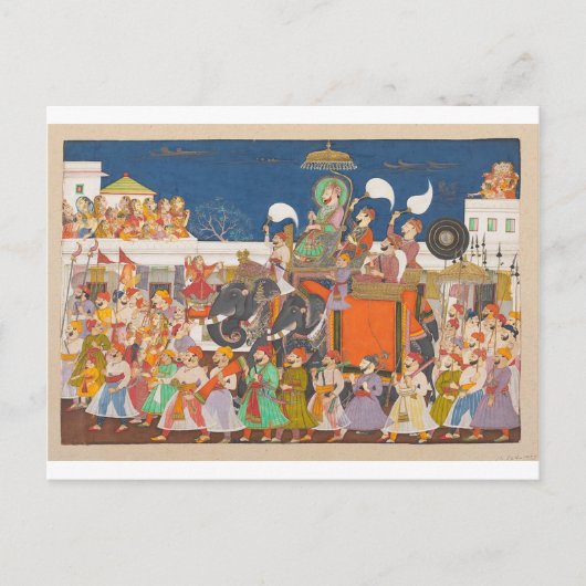 ANCIENT INDIA ROYAL ELEPHANT PROCESSION BRIEFKAART (Voorkant)