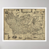 Ancient Ireland Ortelius Map getekend door Baozio  Poster (Voorkant)