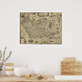 Ancient Ireland Ortelius Map getekend door Baozio  Poster (Keuken)
