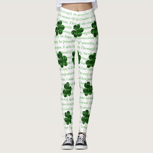 Ancient Irish Poem St. Patrick Hymn The Deer's Cry Leggings (Voorkant)