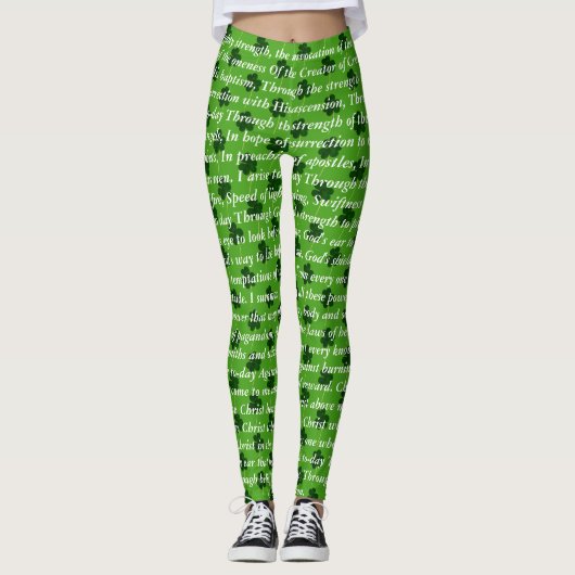 Ancient Irish Poem St. Patrick Hymn The Deer's Cry Leggings (Voorkant)