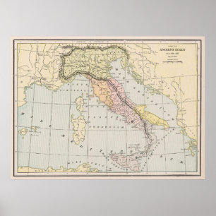 Ancient Italië Map 800 - 222 BC (1901) Poster