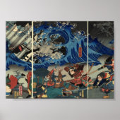 Ancient Japanese Painting of Samurai and Mongols Poster (Voorkant)