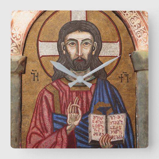 Ancient Jesus Mosaic Vierkante Klok (Voorkant)