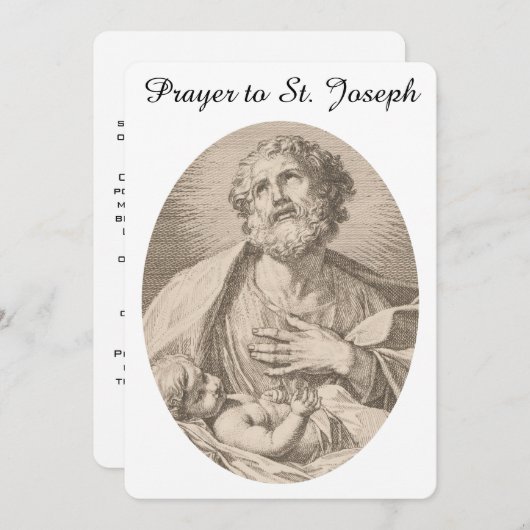 Ancient katholiek gebed naar St. Joseph Flat Kaart (Voorkant / Achterkant)