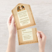 Ancient King and Queen Egyptian Wedding Gold Foil All In One Uitnodiging (Uittrekbaar)