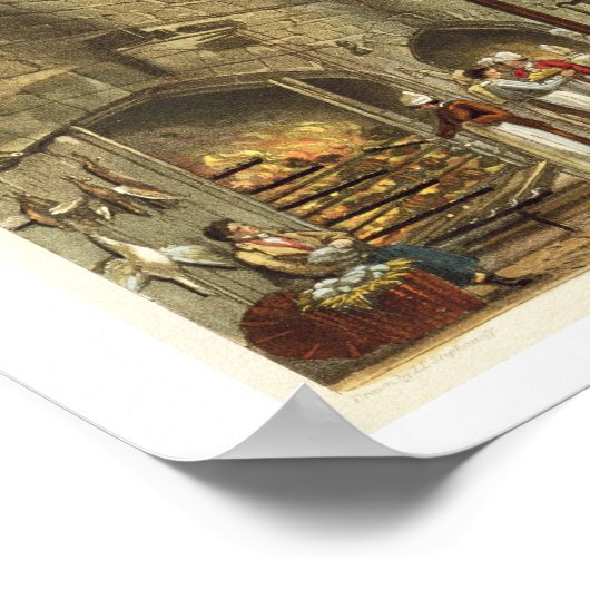 Ancient Kitchen, Windsor Castle, gegraveerd door W Poster (Hoek)