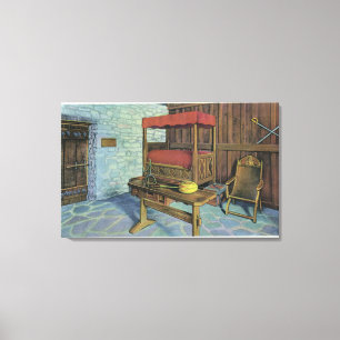 Ancient Lombardije Poplar Tree and French Castle Canvas Afdruk