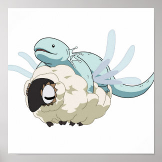 Ancient Magus Bride Axolotl en Sheep Poster