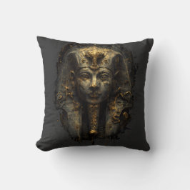 Ancient Malice Egyptian Pharaoh Black Throw Pillow Kussen