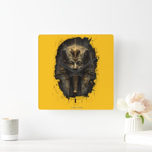 Ancient Malice Egyptian Pharaoh Black Vierkante Klok (Huis)