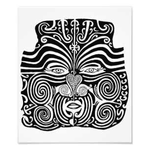 Ancient Maori Moko tribaal tattoo ontwerp. Foto Afdruk