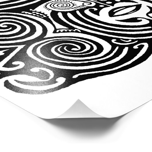 Ancient Maori Moko tribaal tattoo ontwerp. Foto Afdruk (Hoek)