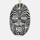 Ancient Maori Moko tribaal tattoo ontwerp. Keramisch Ornament (Links)