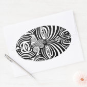 Ancient Maori Moko tribaal tattoo ontwerp. Ovale Sticker (Envelop)